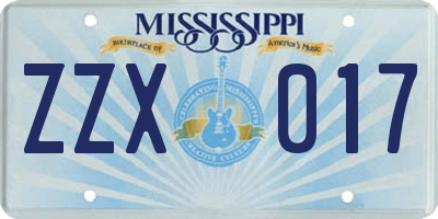 MS license plate ZZX017