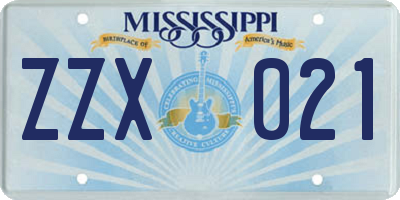 MS license plate ZZX021