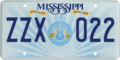 MS license plate ZZX022