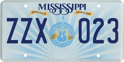 MS license plate ZZX023