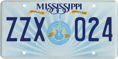 MS license plate ZZX024