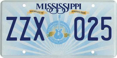 MS license plate ZZX025