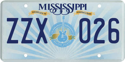 MS license plate ZZX026