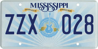 MS license plate ZZX028