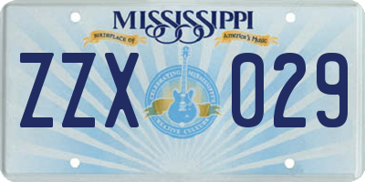 MS license plate ZZX029