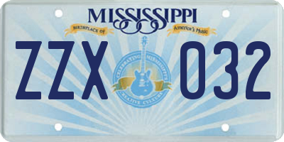 MS license plate ZZX032