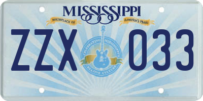 MS license plate ZZX033