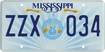 MS license plate ZZX034