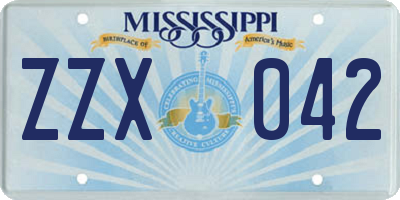 MS license plate ZZX042