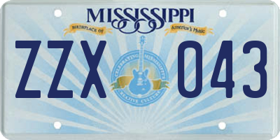 MS license plate ZZX043