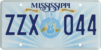 MS license plate ZZX044