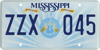 MS license plate ZZX045