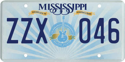 MS license plate ZZX046