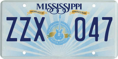 MS license plate ZZX047