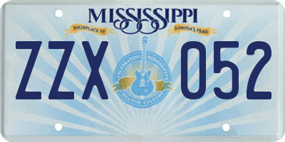 MS license plate ZZX052