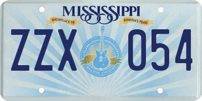 MS license plate ZZX054