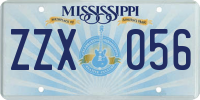 MS license plate ZZX056