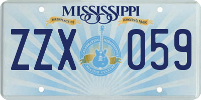 MS license plate ZZX059