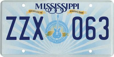 MS license plate ZZX063