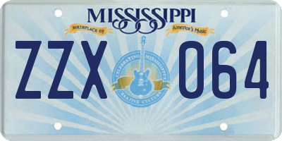 MS license plate ZZX064