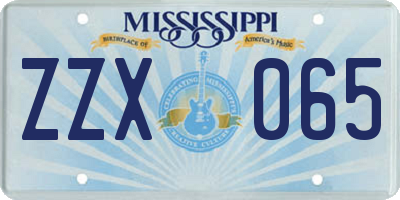 MS license plate ZZX065