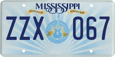 MS license plate ZZX067