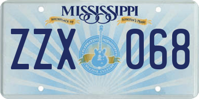 MS license plate ZZX068