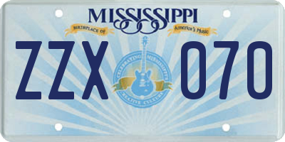 MS license plate ZZX070