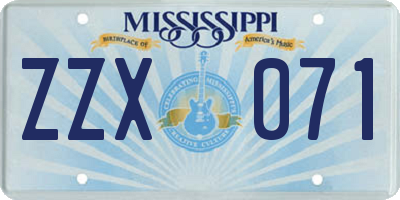 MS license plate ZZX071