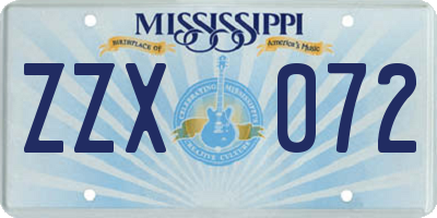 MS license plate ZZX072