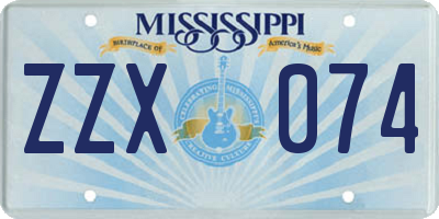 MS license plate ZZX074