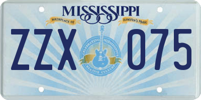 MS license plate ZZX075