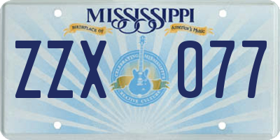 MS license plate ZZX077