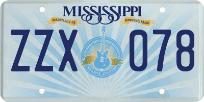 MS license plate ZZX078