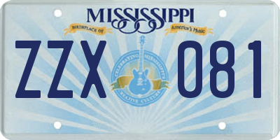 MS license plate ZZX081