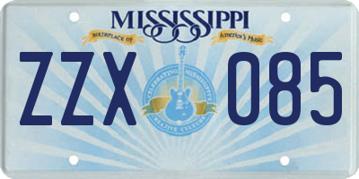 MS license plate ZZX085