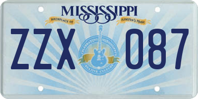 MS license plate ZZX087