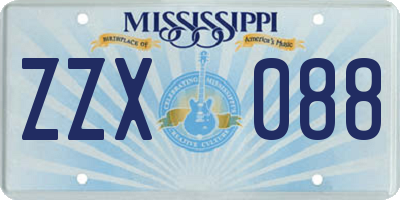 MS license plate ZZX088