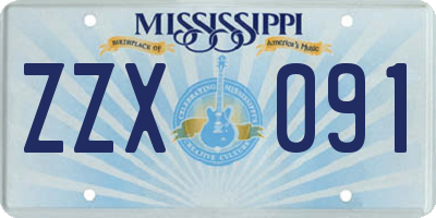 MS license plate ZZX091