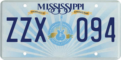 MS license plate ZZX094