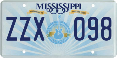 MS license plate ZZX098
