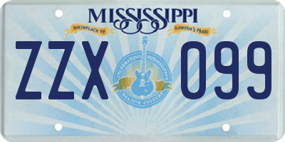 MS license plate ZZX099