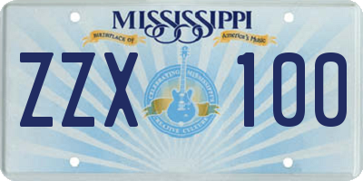 MS license plate ZZX100