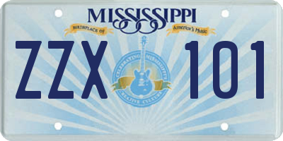 MS license plate ZZX101