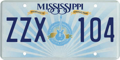 MS license plate ZZX104