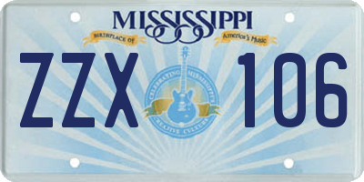 MS license plate ZZX106
