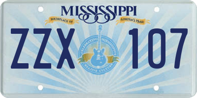 MS license plate ZZX107