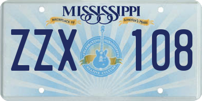 MS license plate ZZX108