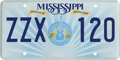 MS license plate ZZX120