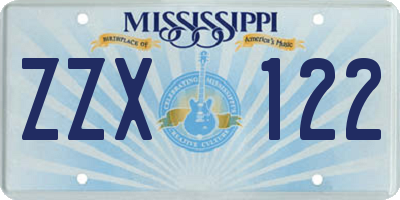 MS license plate ZZX122